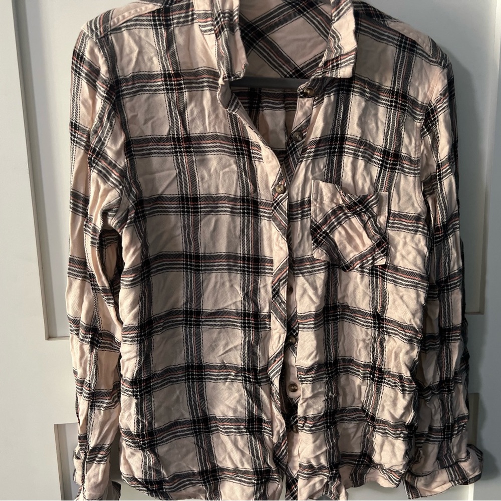 Maurices Black and Pink Plaid Shirt